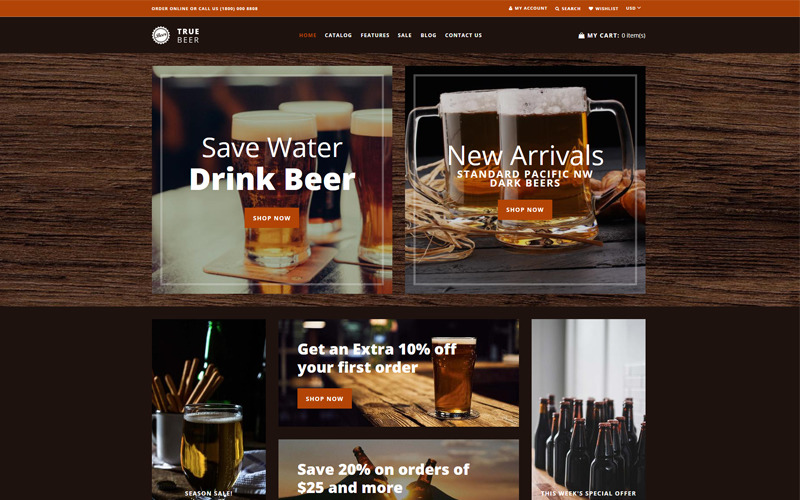 TrueBeer - Stylish Functional Bootstrap Shopify Theme