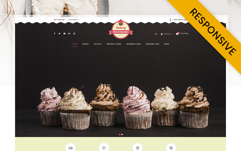Bakery Sweet Cupcakes Store OpenCart Responsive Template OpenCart Template