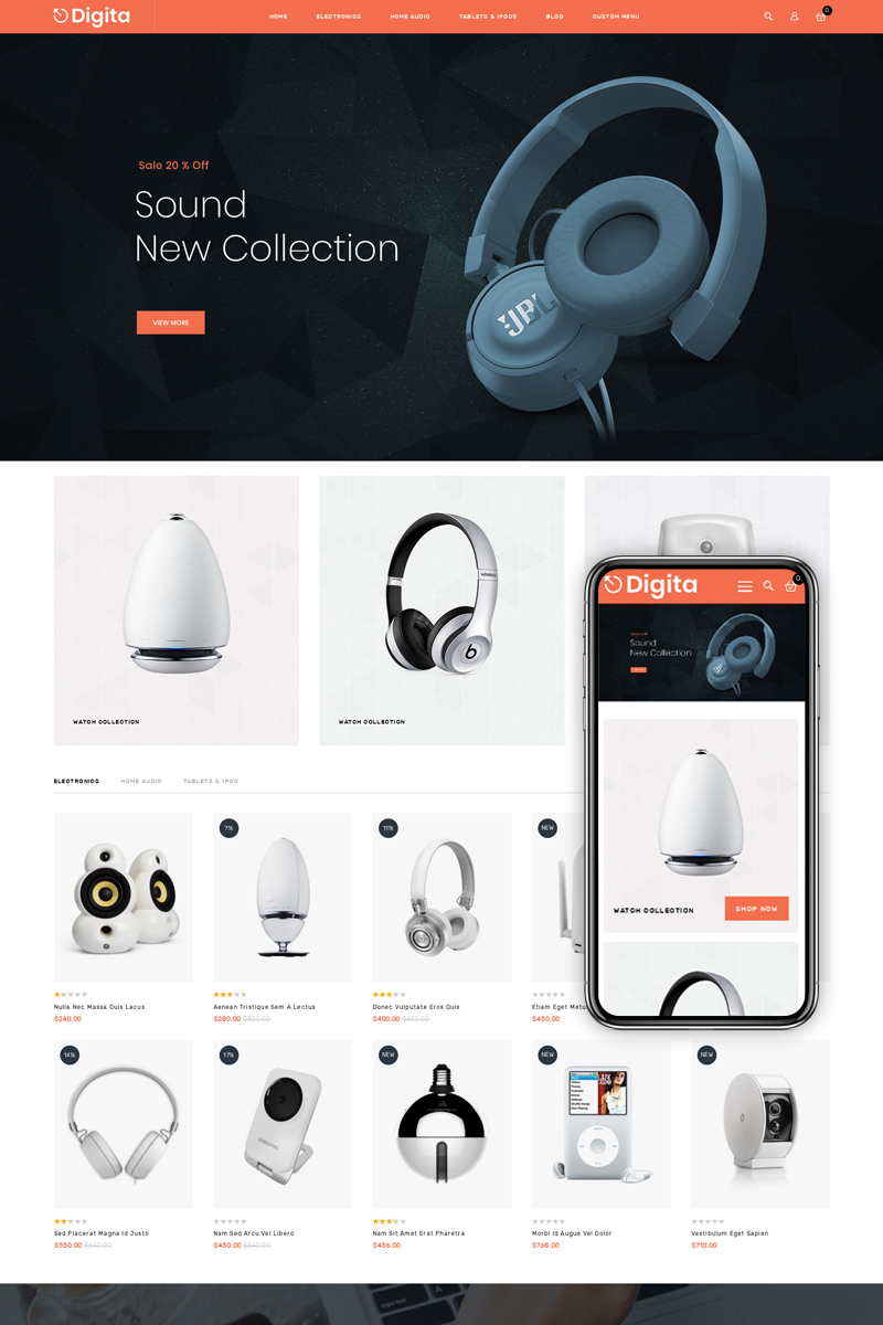 "Digita - Electronics Shop" Magento Thema №75587