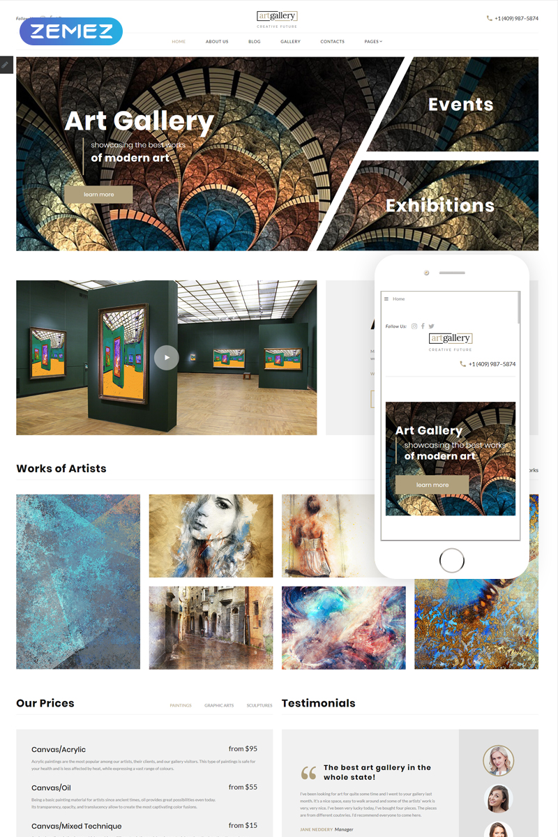 Responsive Artgallery - Art Responsive Elegant Joomla #75514