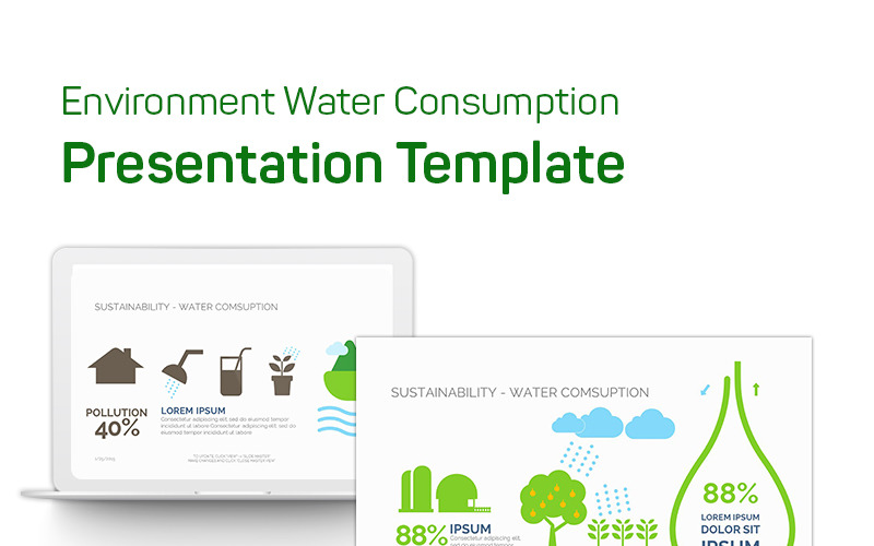 Environment Water Consumption PowerPoint template PowerPoint Template