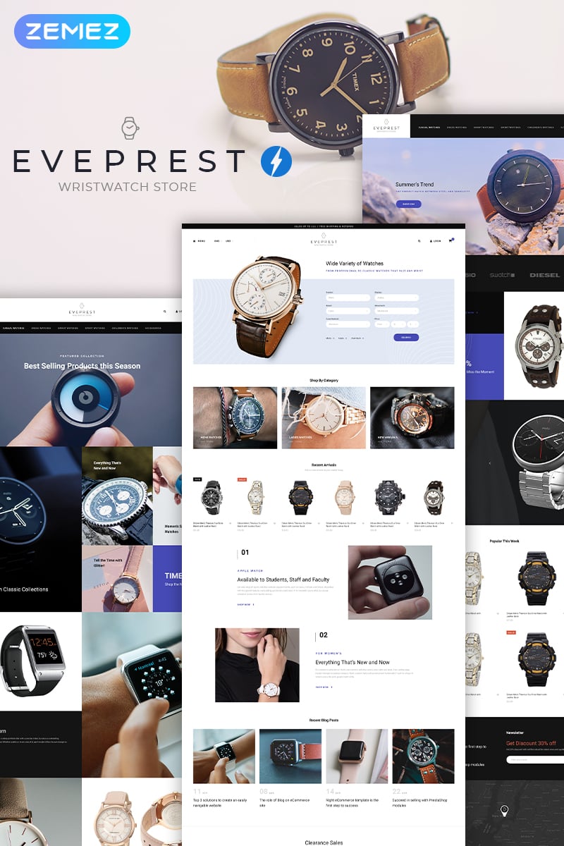 Eveprest Wristwatch - Watches Modern Ecommerce Bootstrap PrestaShop Theme - screenshot
