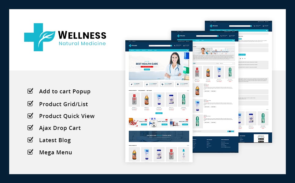 Modello PrestaShop Responsive #75644 "Wellness Medicine Store"