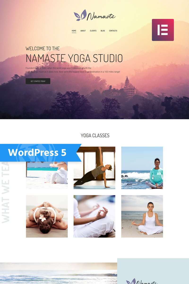 Responsywny motyw WordPress Namaste - Yoga Studio Ready-to-use Minimal Elementor #75651 - zrzut ekranu