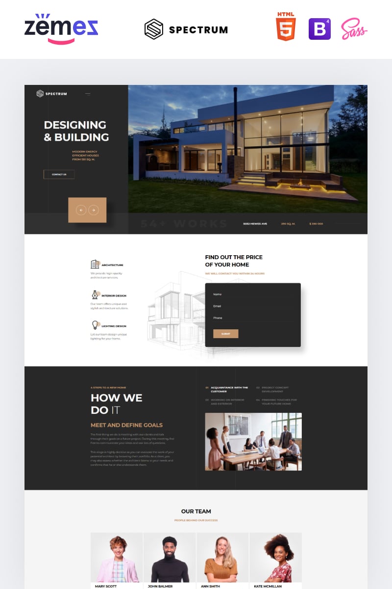 Spectrum - Architecture One Page Modern HTML Landing Page Template - screenshot