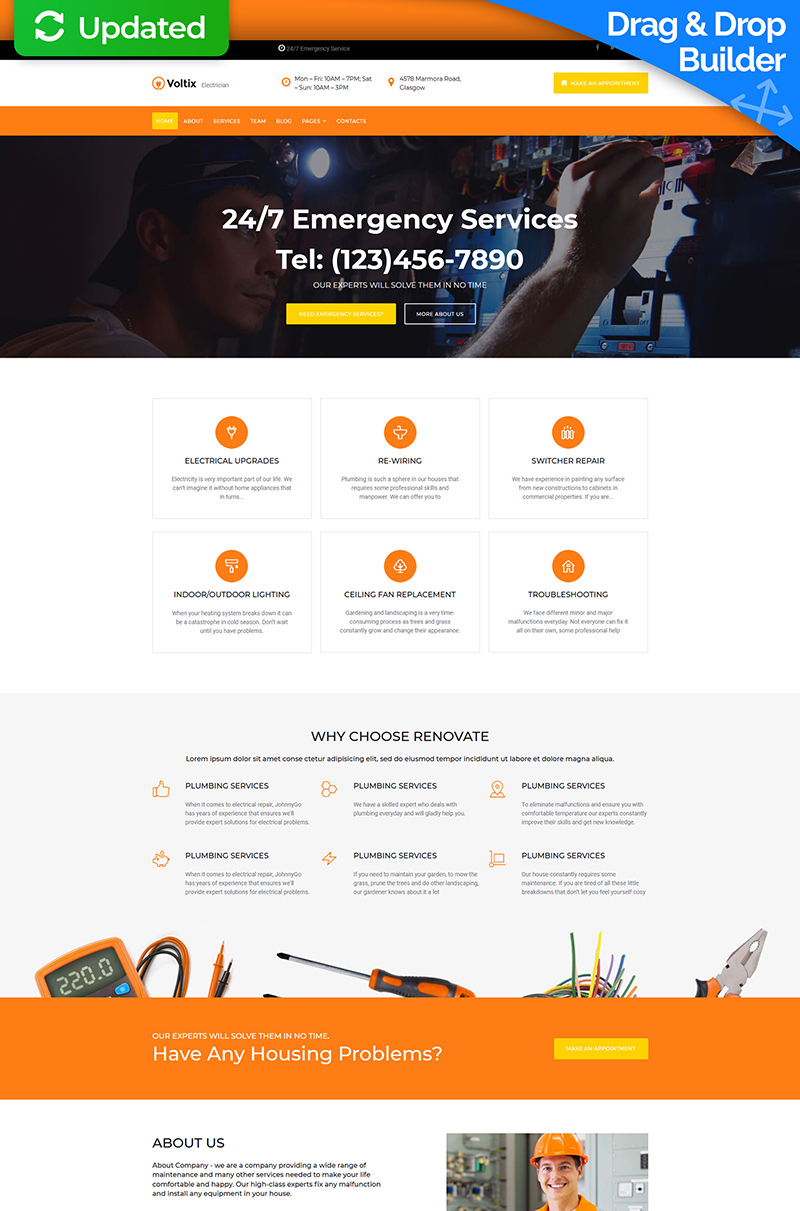 Voltix - Electrical Services Moto CMS 3 Template