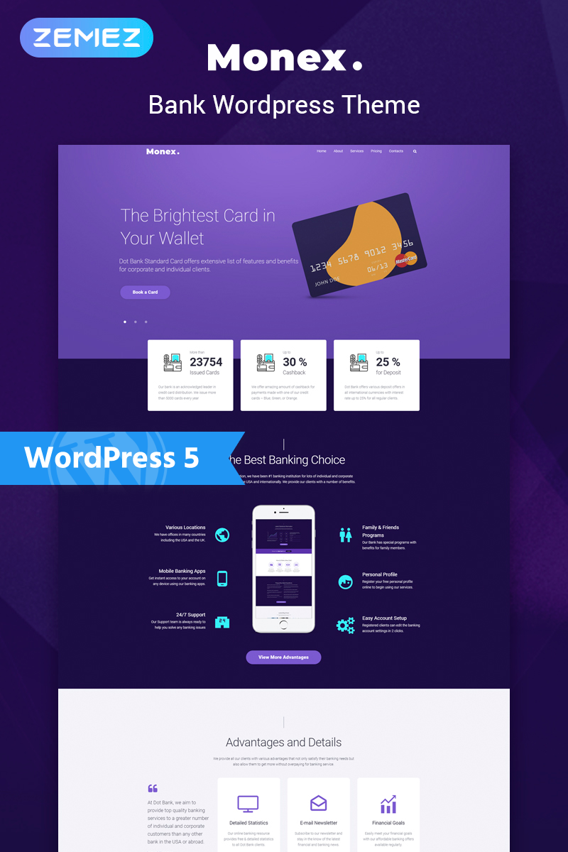 Responsive Monex - Bank Services Multipurpose Classic Elementor Wordpress #75775