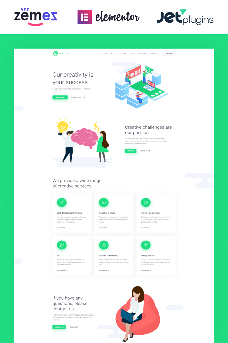 Nektop - Design Studio Multipurpose Creative Elementor WordPress Theme - screenshot