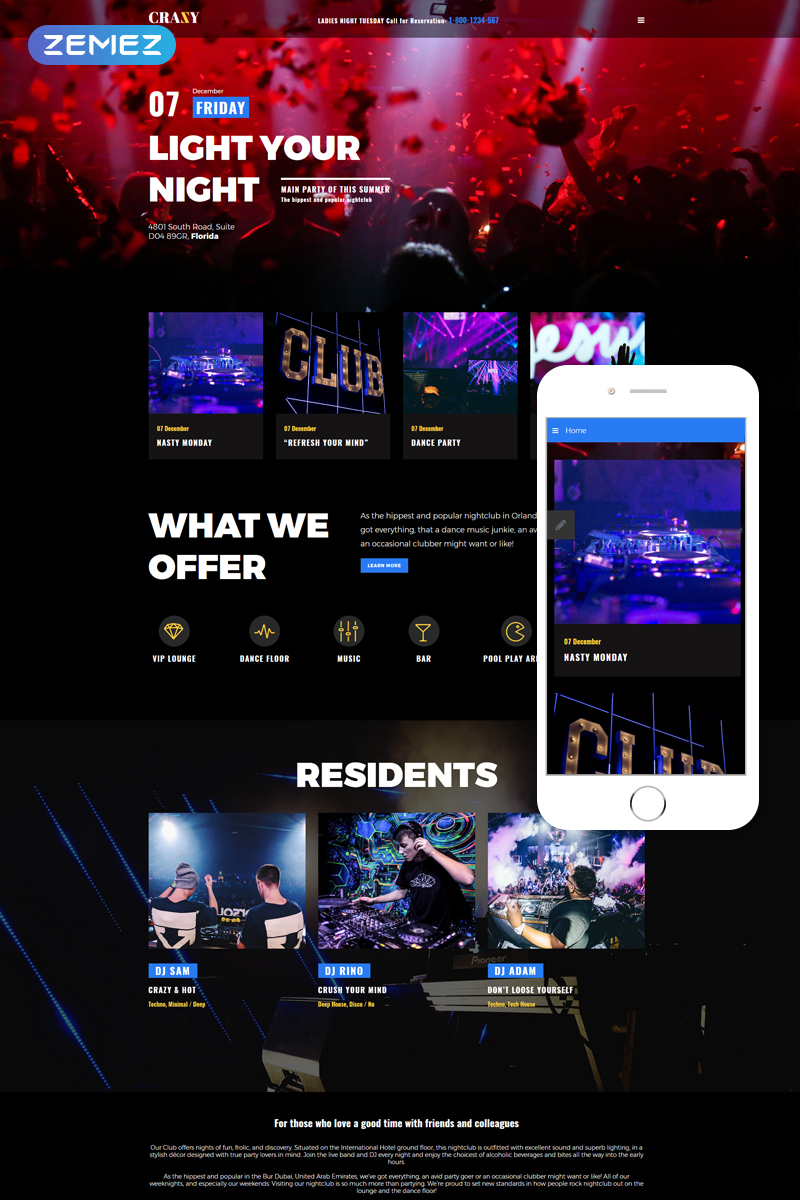 Responsivt Crazy - Night Club Modern Responsive Joomla-mall #75853