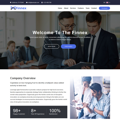 Finnex - Startup Landing Page Template