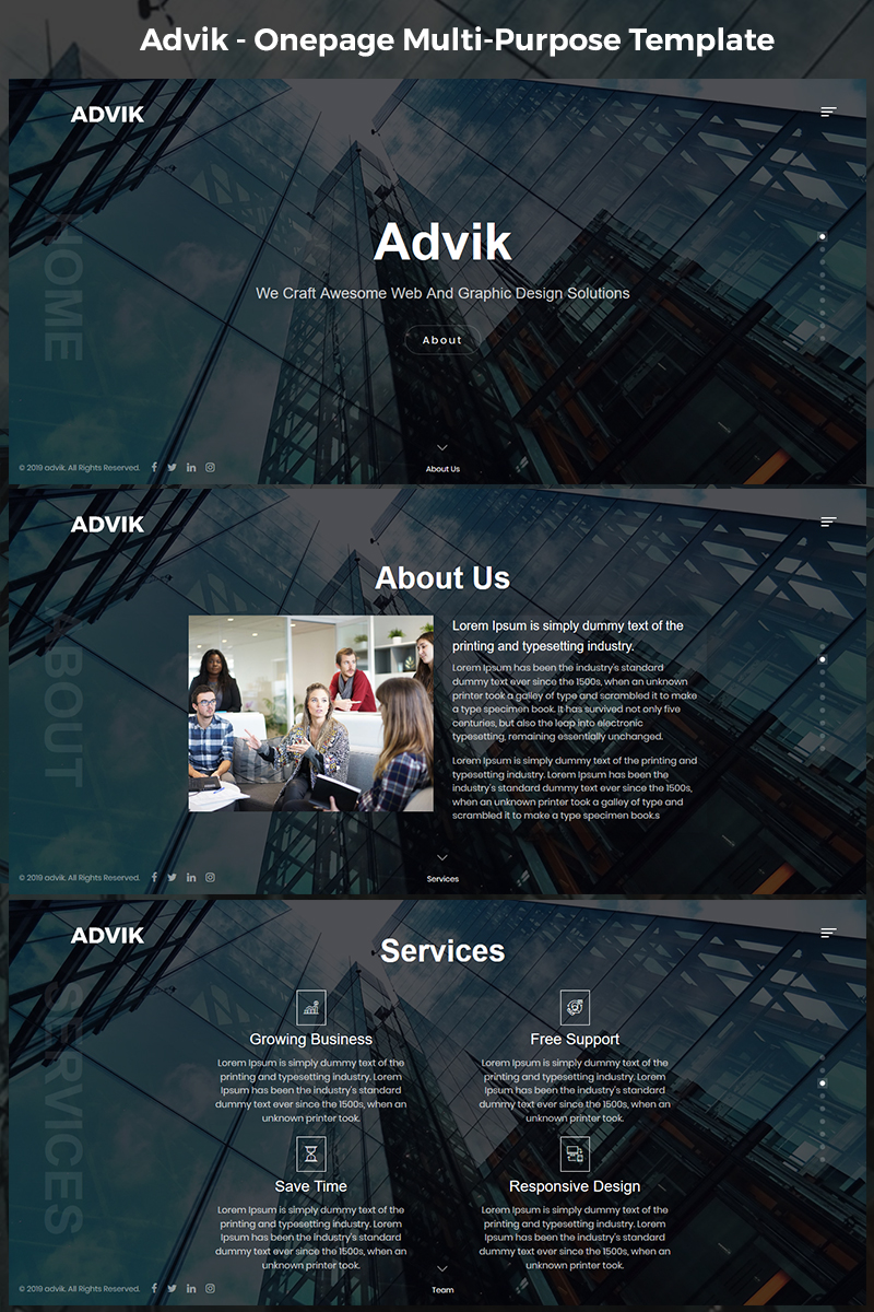 Advik - Onepage Multi-Purpose HTML5 Landing Page Template - screenshot
