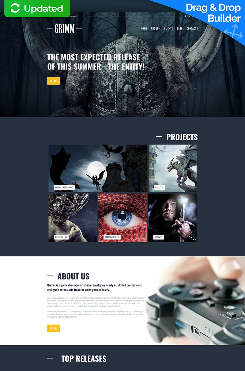 GRIMM - Game Development Studio Moto CMS 3 Template - screenshot