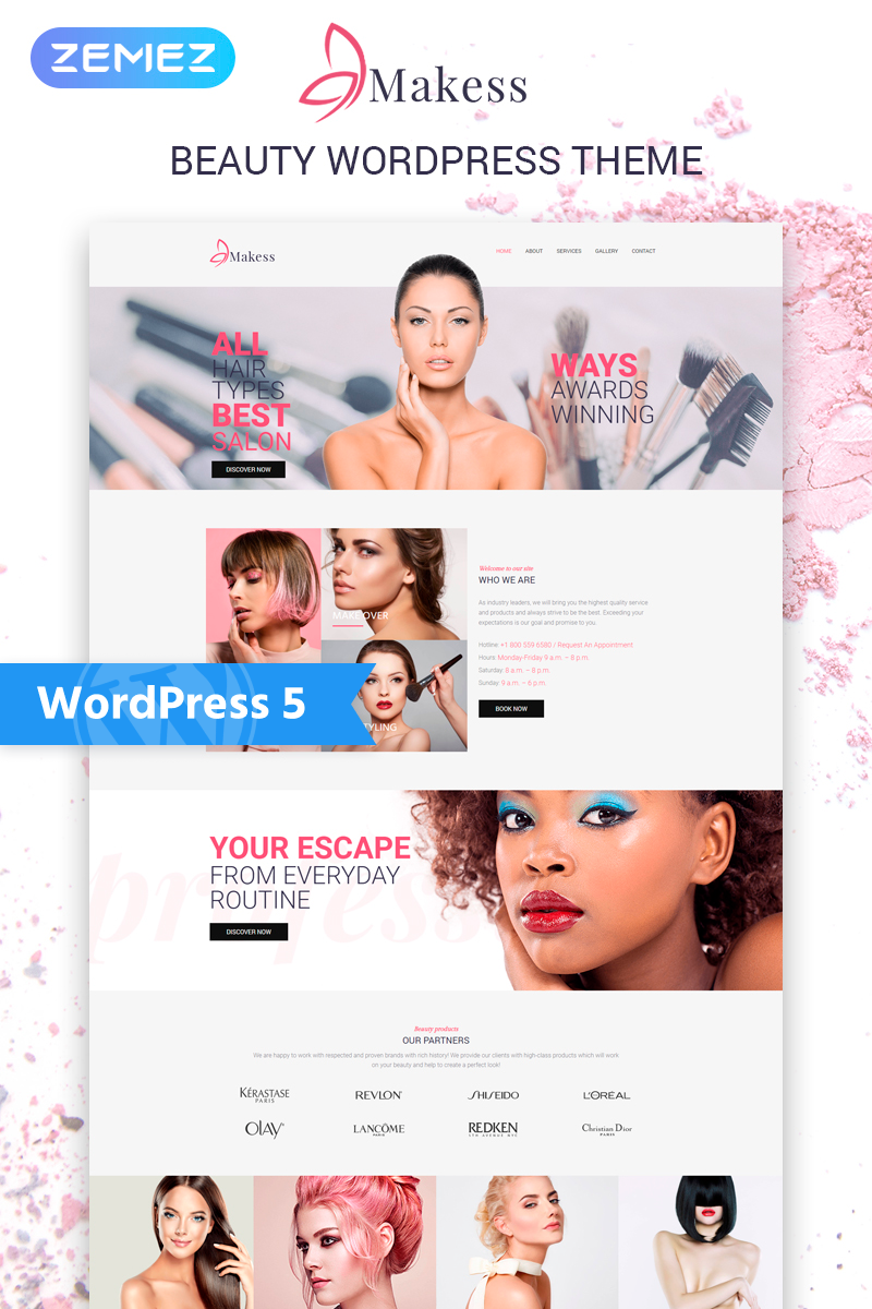 "Makess - Beauty Salon Multipurpose Classic Elementor" thème WordPress adaptatif #75970