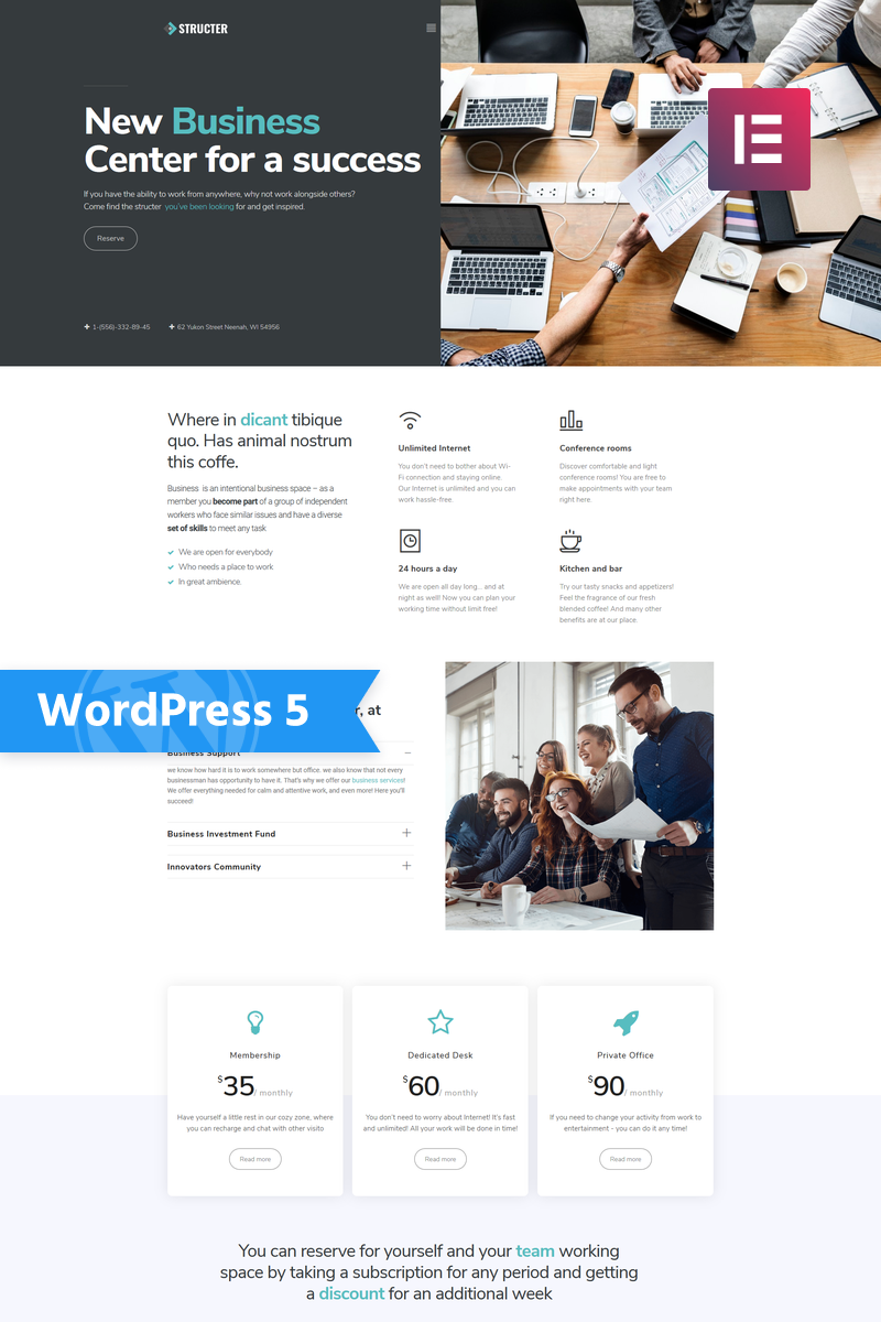Structer - Business One Page Classic WordPress Elementor Theme