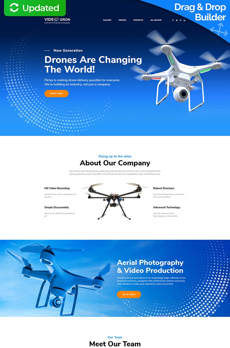 Plantilla Para Página De Aterrizaje "Drone Photography" #76013 - captura de pantalla