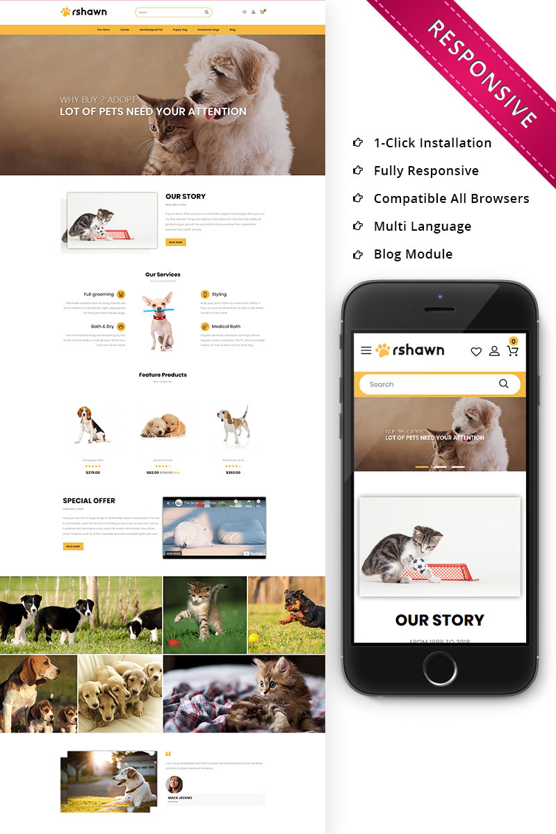 Responsive Rshawn - The Pet Shop Responsive Opencart #76008 - Ekran resmi