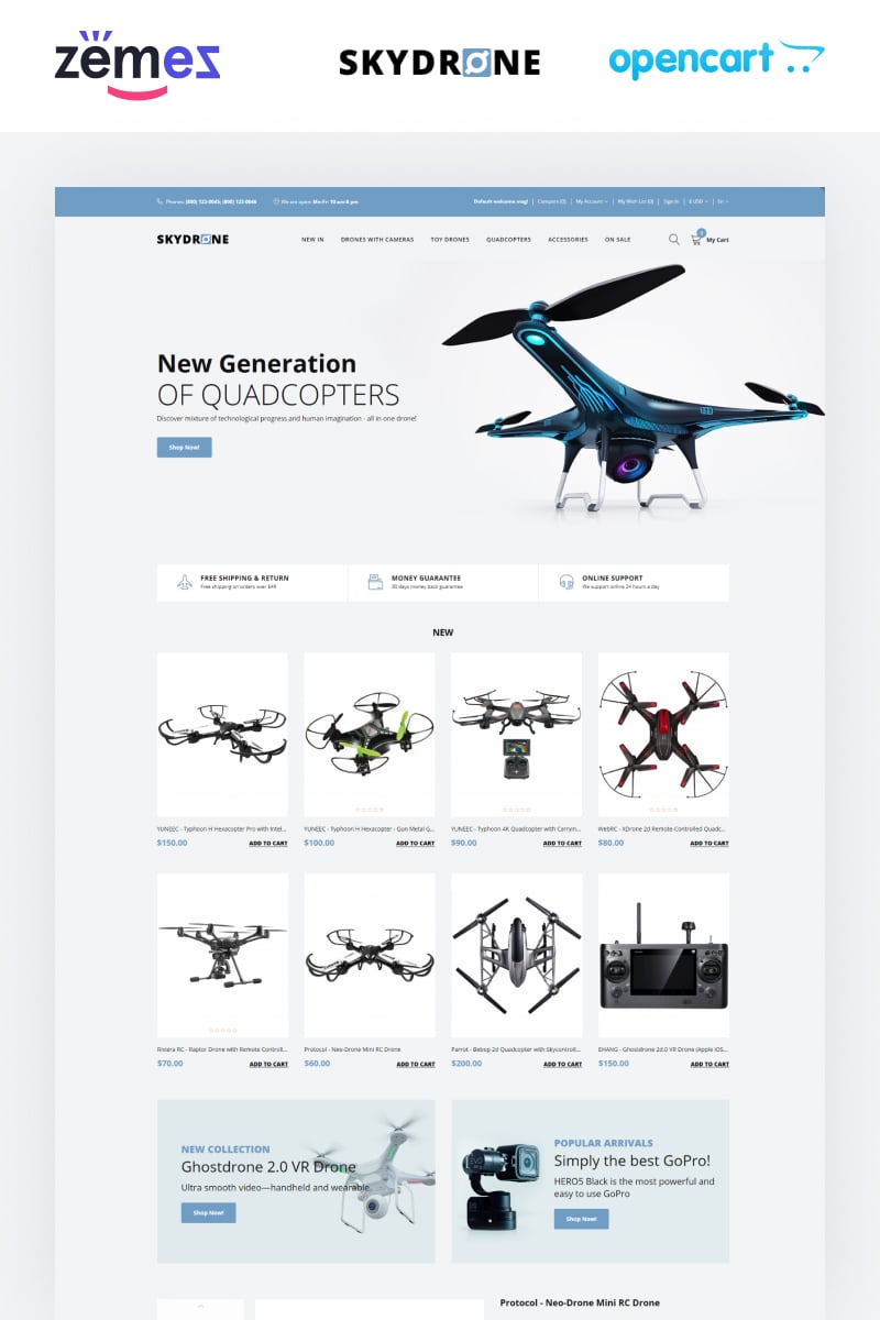 Skydrones - Quadcopter Responsive Elegant OpenCart Template - screenshot