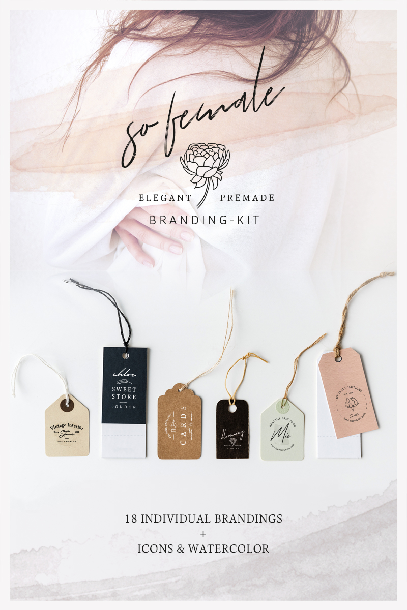 So Female Branding Kit + Watercolours Template de Logotipo №76095
