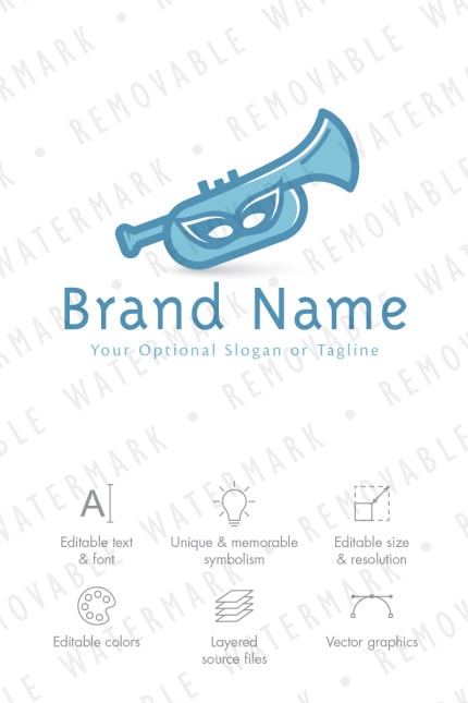 Template #76162 Trumpet Mask Webdesign Template - Logo template Preview