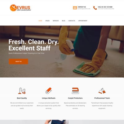 Tema WordPress Responsive #76173 "Evrus - Carpet Cleaning and Desinfection" #76173