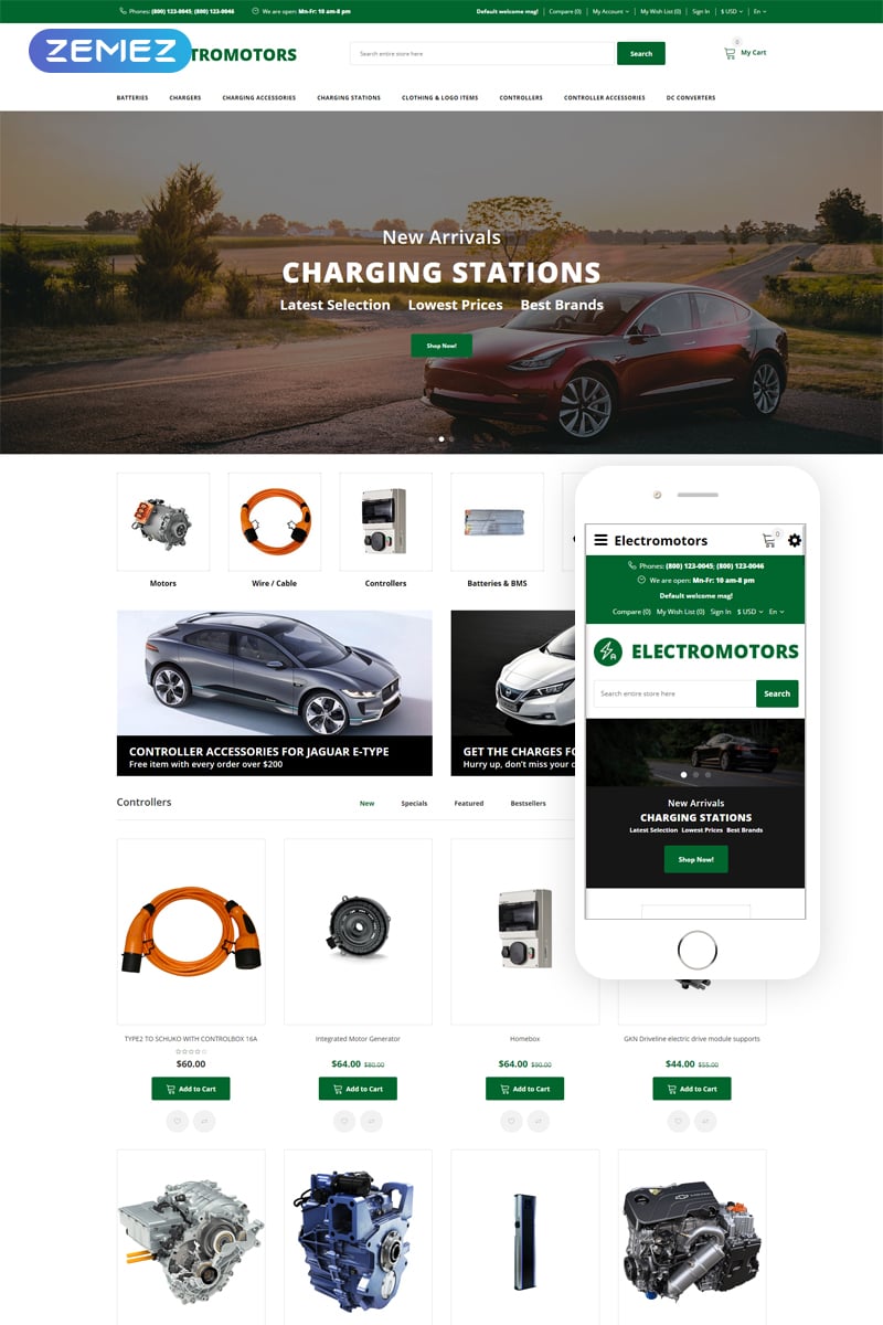 Template OpenCart Responsive #76171 "Electromotors - Car Parts Responsive Simple" - screenshot