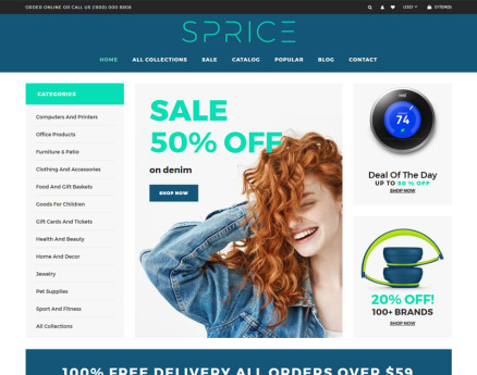 Sprice - Powerful Clean Bootstrap Shopify Theme