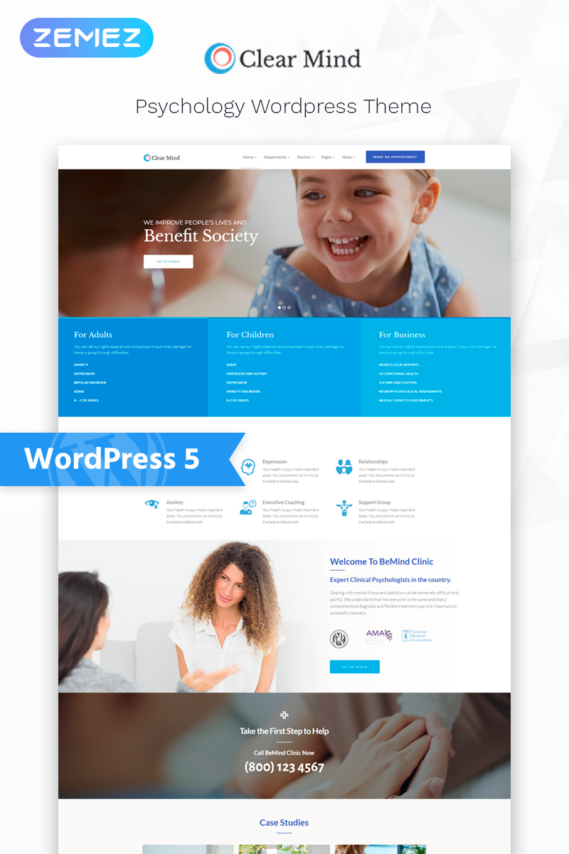 Clear Mind - Psychological Center Multipurpose Classic Elementor WordPress Theme