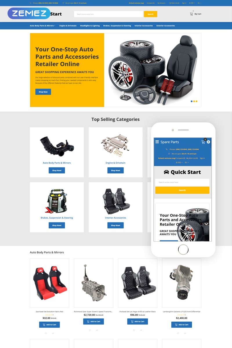 Plantilla OpenCart "Quick Start - Cars & Motorcycles E-commerce" #76289