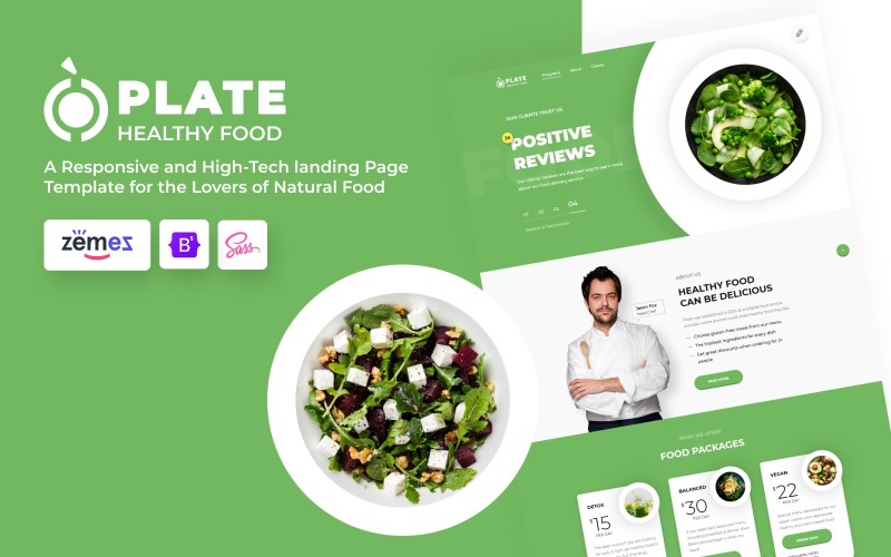 Plate - Healthy Food Delivery Landing Page HTML Template Landing Page Template