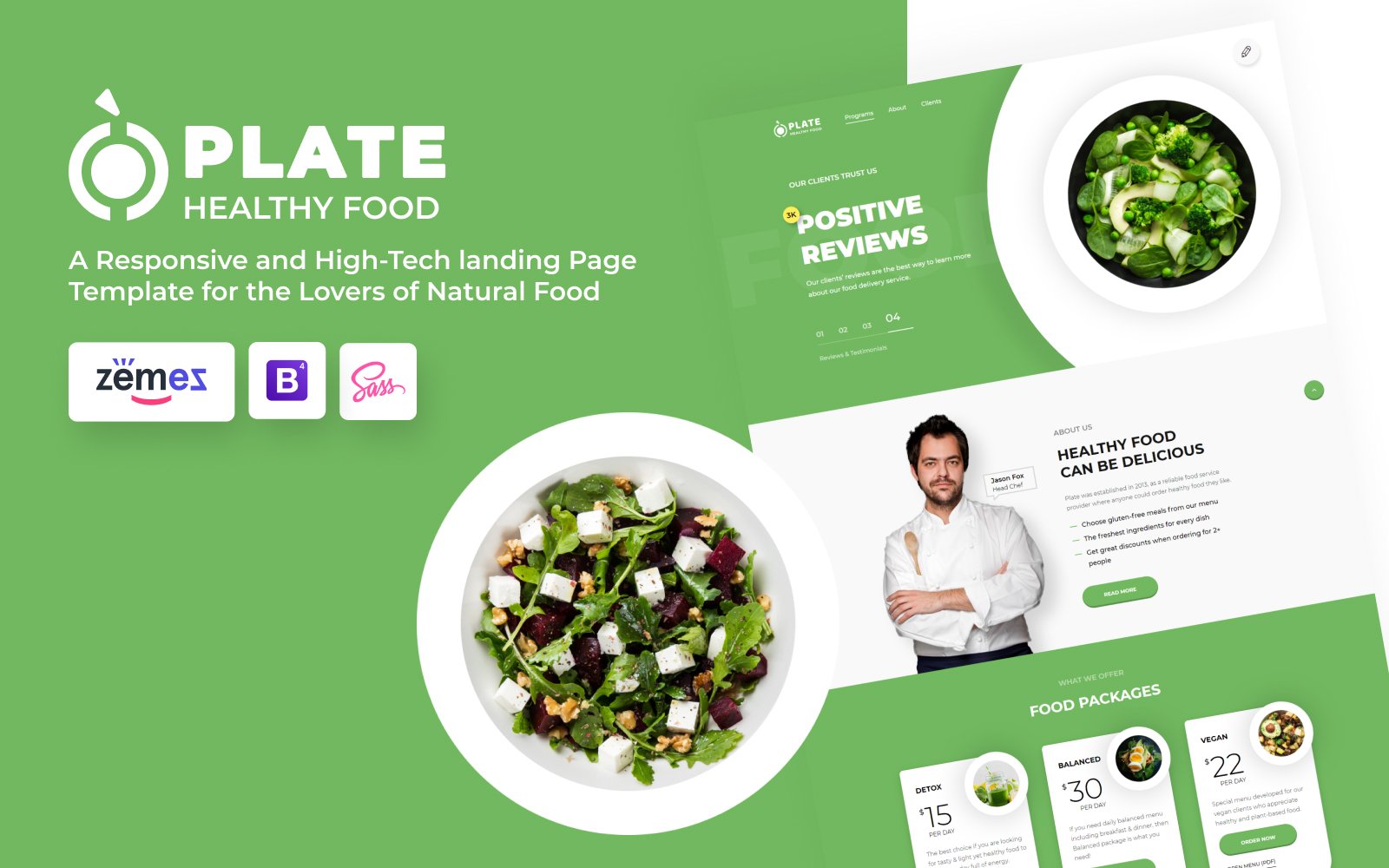Plate - Healthy Food One Page Clean HTML №76237