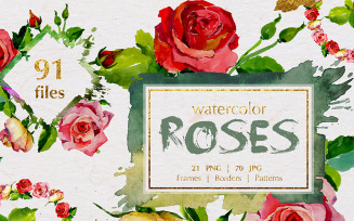 Roses Watercolor Scarlet png - Illustration