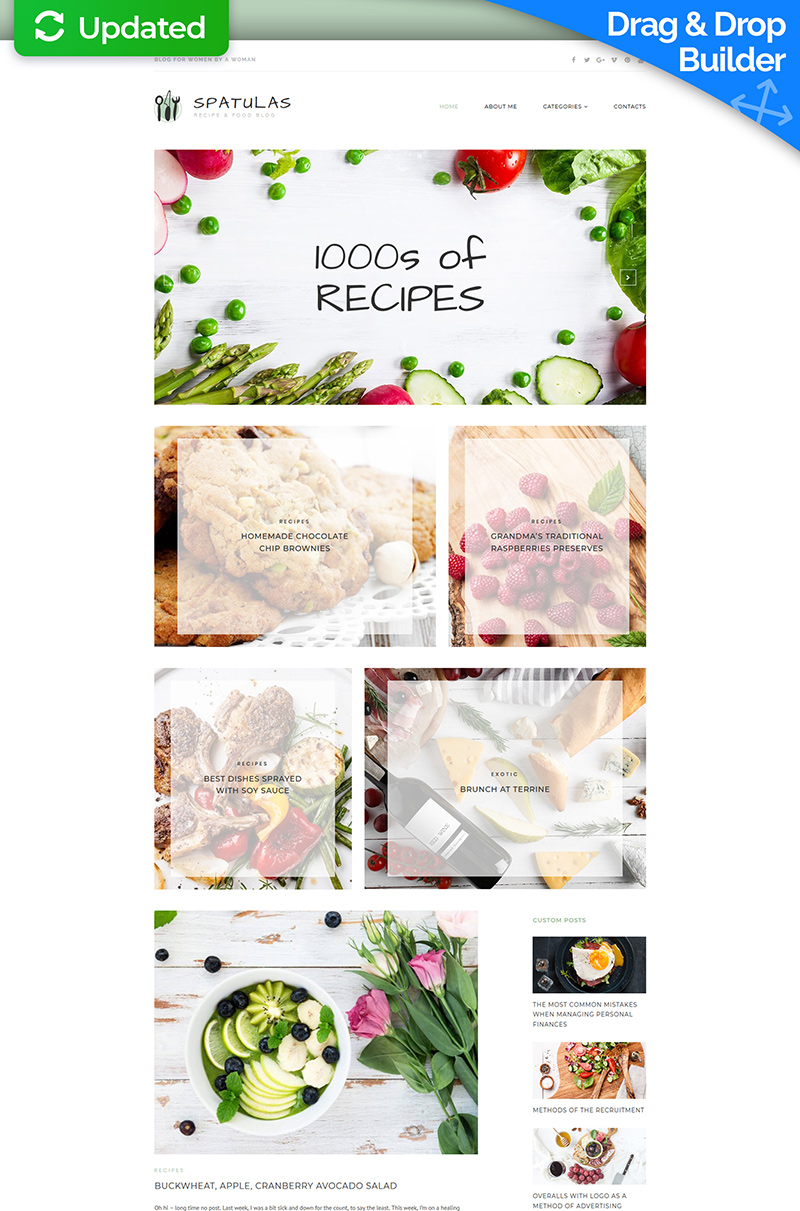 Spatulas - Recipe & Food Blog Moto CMS 3 Template