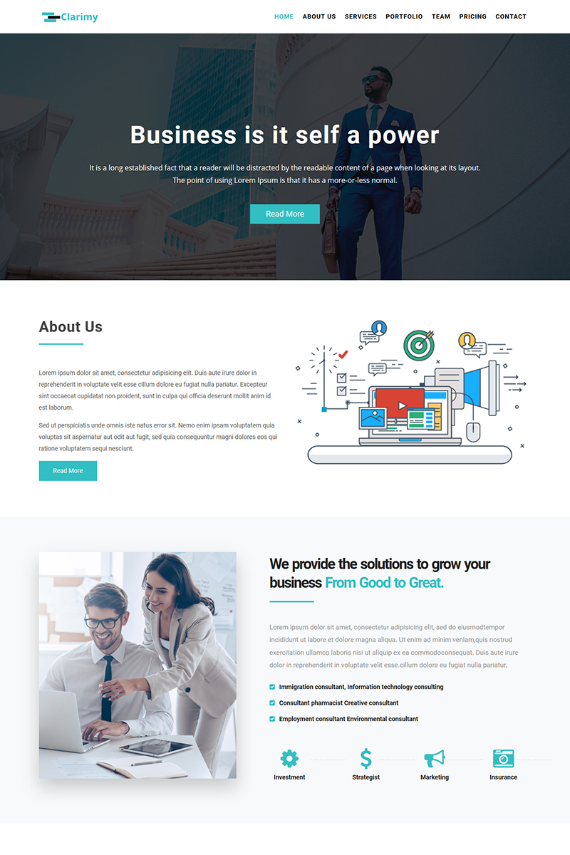 Clarimy - Multipurpose Business Landing Template Landing Page Template