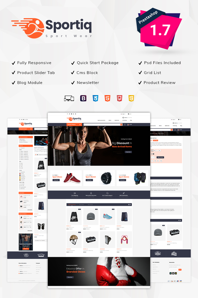 Tema de PrestaShop de Sportiq Sports Store