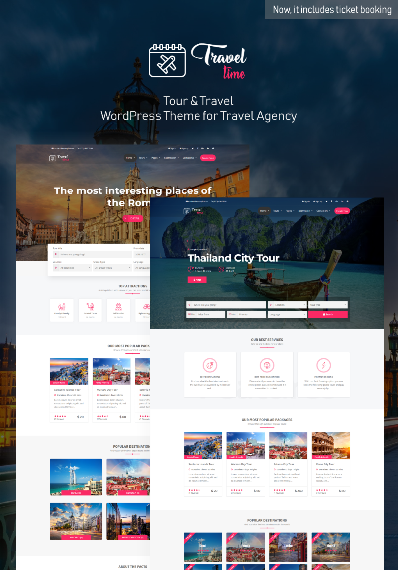 Traveltime Complete Tour Travel Agency Wordpress Theme 76397
