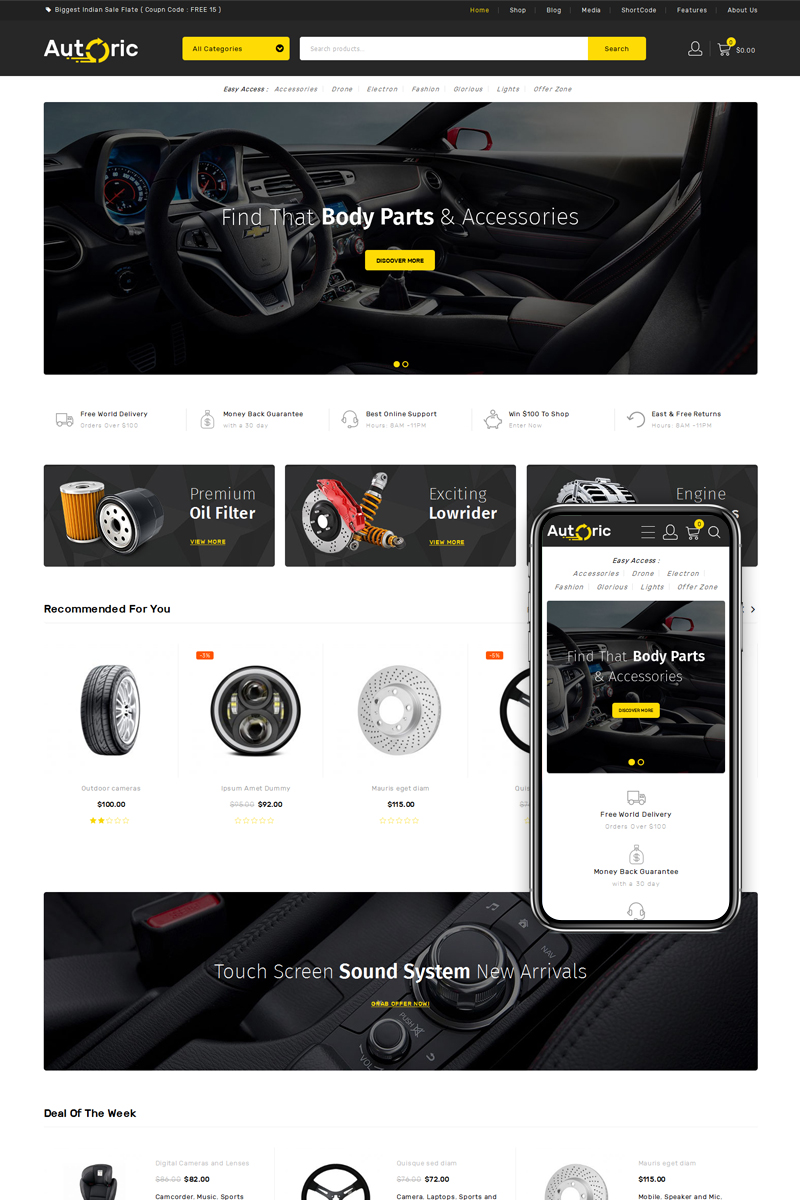 WooCommerce Theme namens "Autoric - Spare Parts Store" #76375