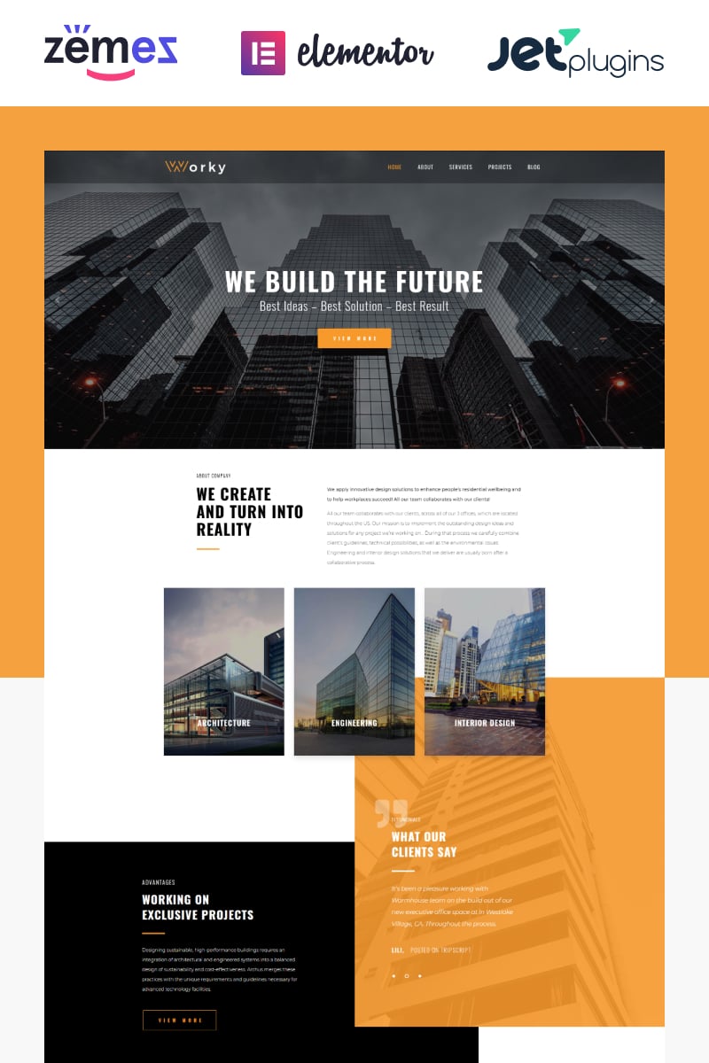 Worky - Architectural Bureau Multipurpose Modern Elementor WordPress Theme - screenshot