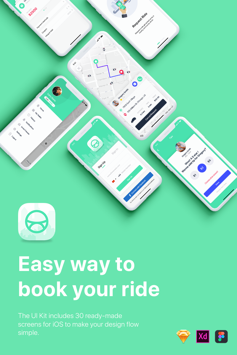 ABER - Taxi Booking mobile app UI Kit