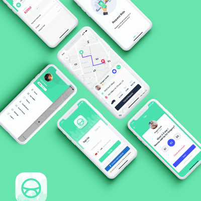 Plantilla Sketch Taxi Booking App UI Kit #76437
