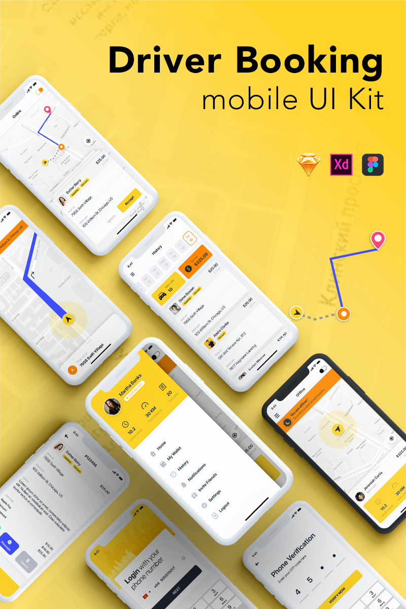Taxi Driver Booking UI Kit