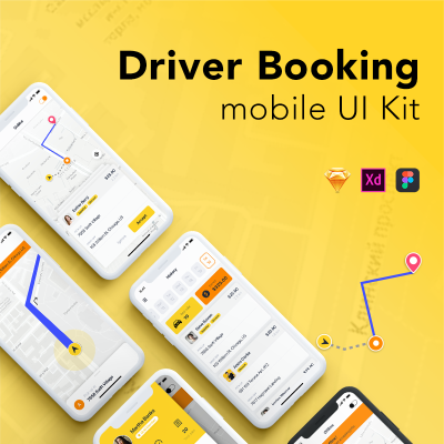 Taxi Driver Booking UI Kit Sketch Template