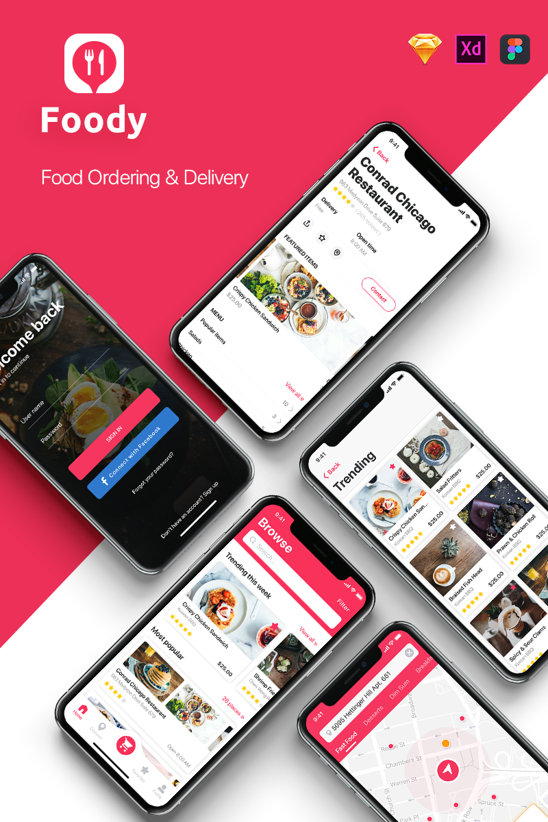 Foody - Food Mobile App UI Elements