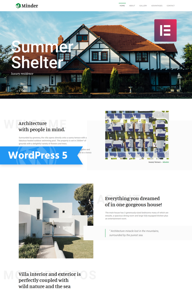 Minder - Luxury Residence Multipurpose Classic WordPress Elementor Theme