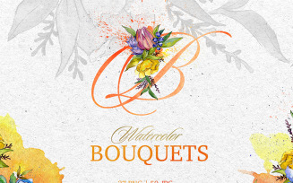 Magic Bouquet Watercolor Png - Illustration