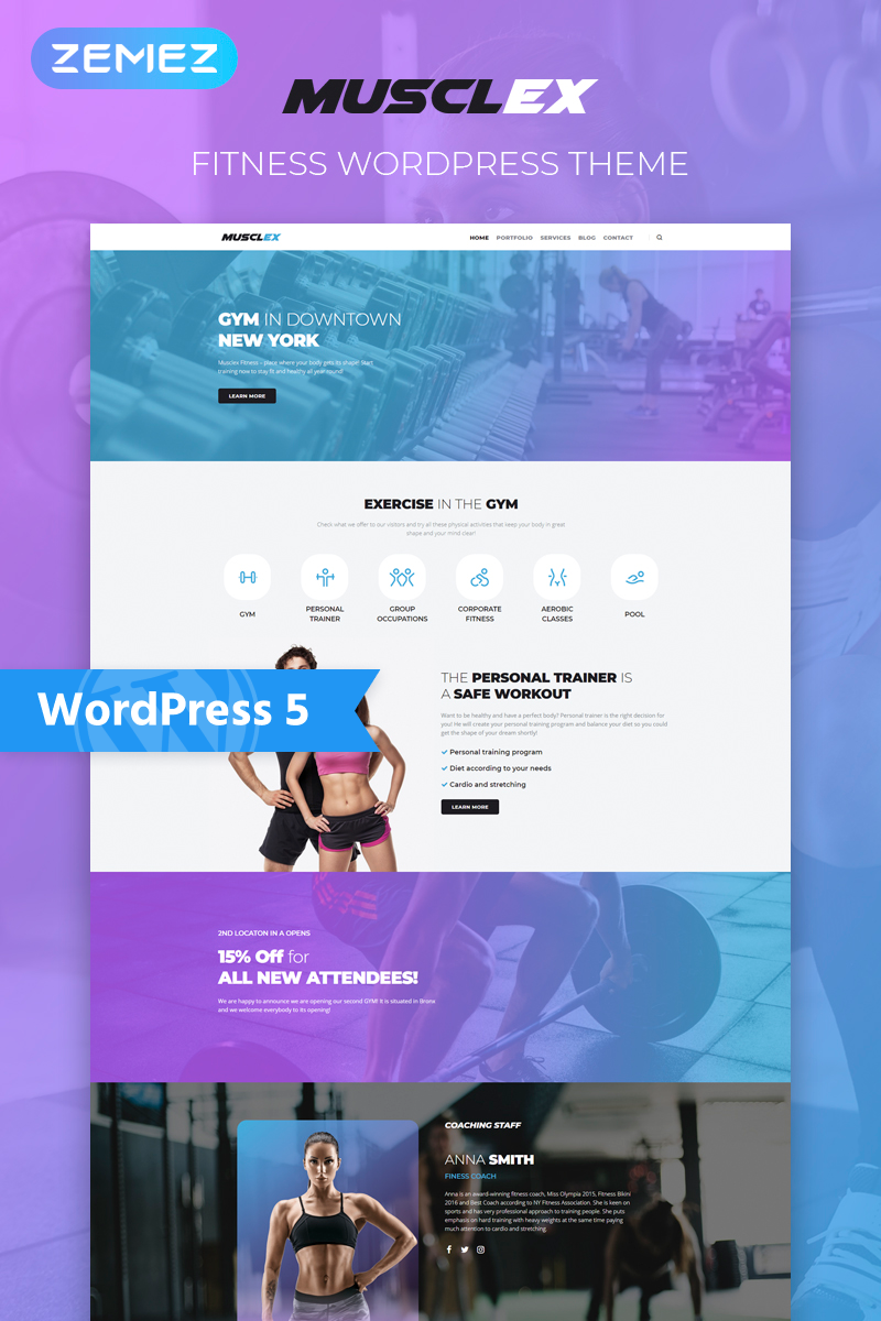 Responsywny motyw WordPress Musclex - Fitness Multipurpose Modern Elementor #76472