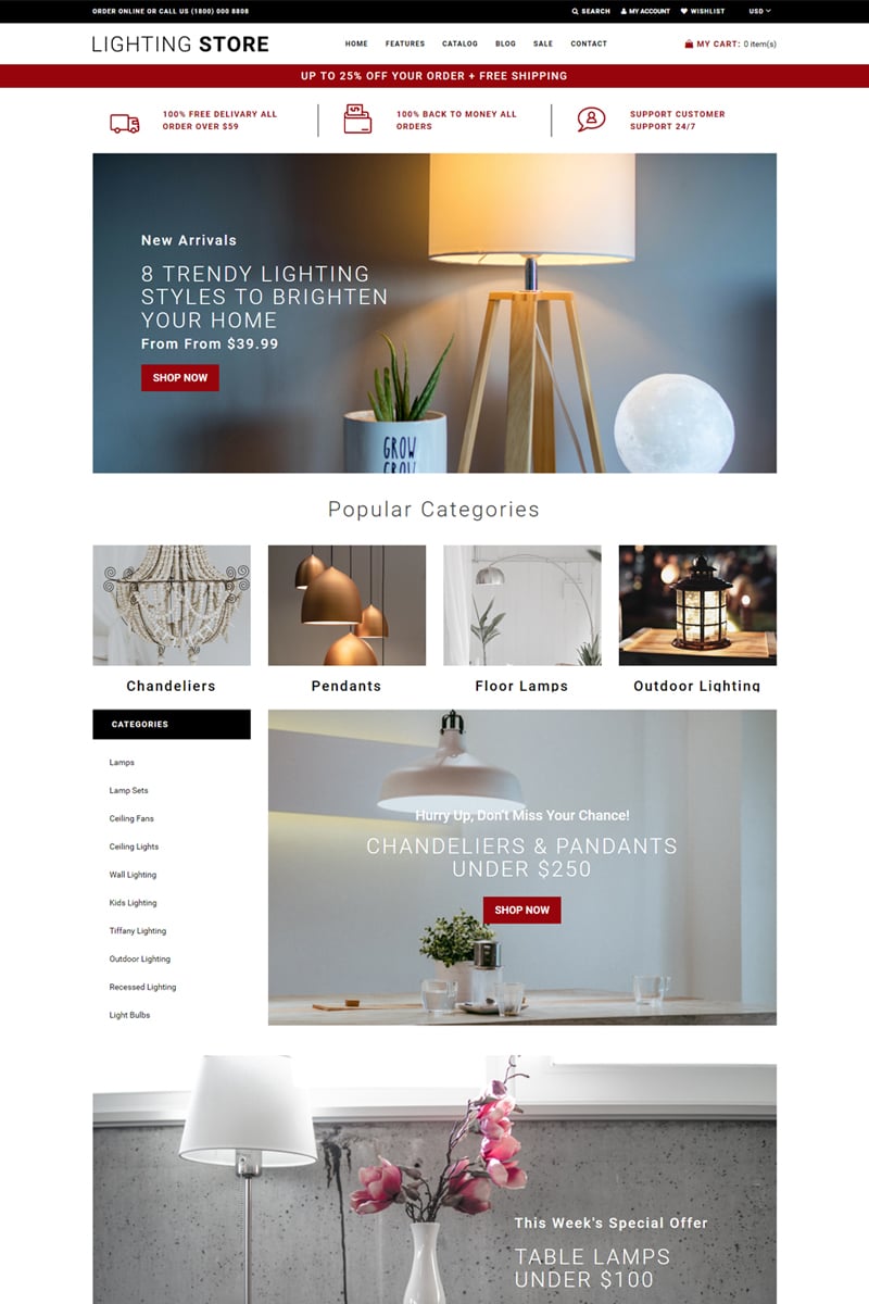 Shopify Theme namens "Lighting Store - Lighting Responsive Practical" #76484