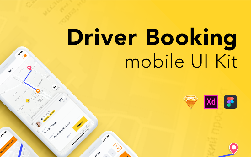 Taxi Driver Booking UI Kit UI Element