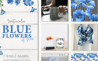 Blue Flowers of Flax Watercolor png - Illustration