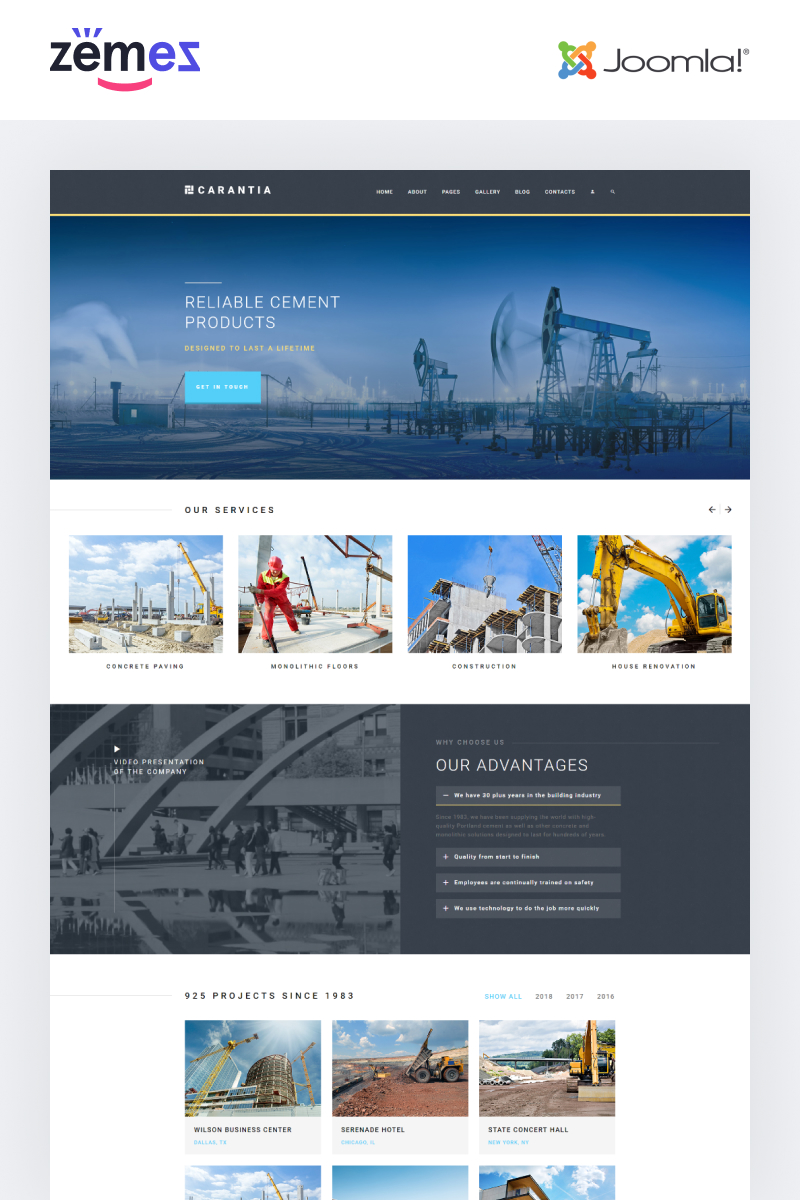 Joomla Vorlage namens "Carantia - Construction company" #76567