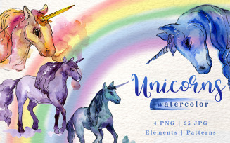 Unicorn Watercolor Png - Illustration